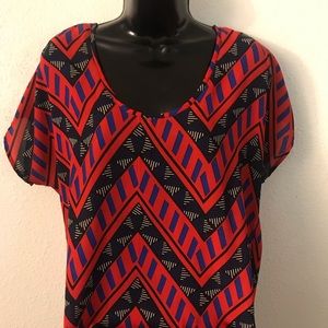 Women’s chevron aztec print blouse red top